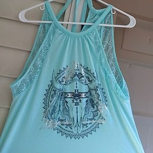 Spunky Teal Lacy Tank